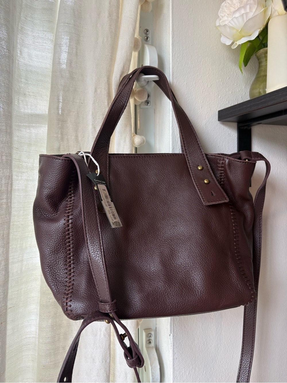 The Sak Liv Leather Satchel Bag in Mahogany Shoulder Bag